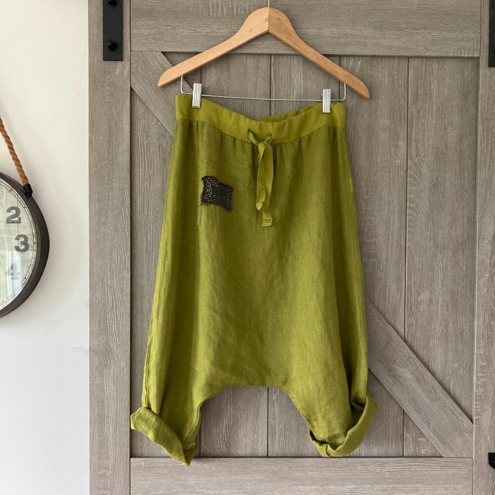 100% Linen Harem Pants, OS, mustard color